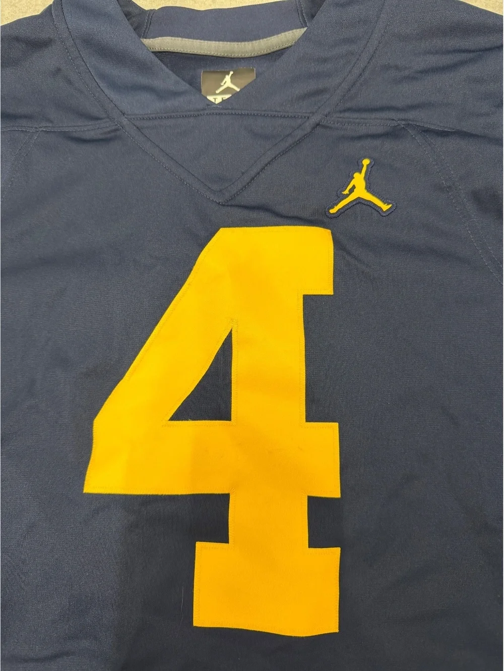 Nike Jordan Michigan Wolverines #4 Football Jersey Navy
